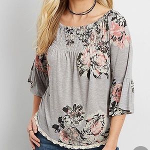 Maurices Boho style floral peasant top - Size 2